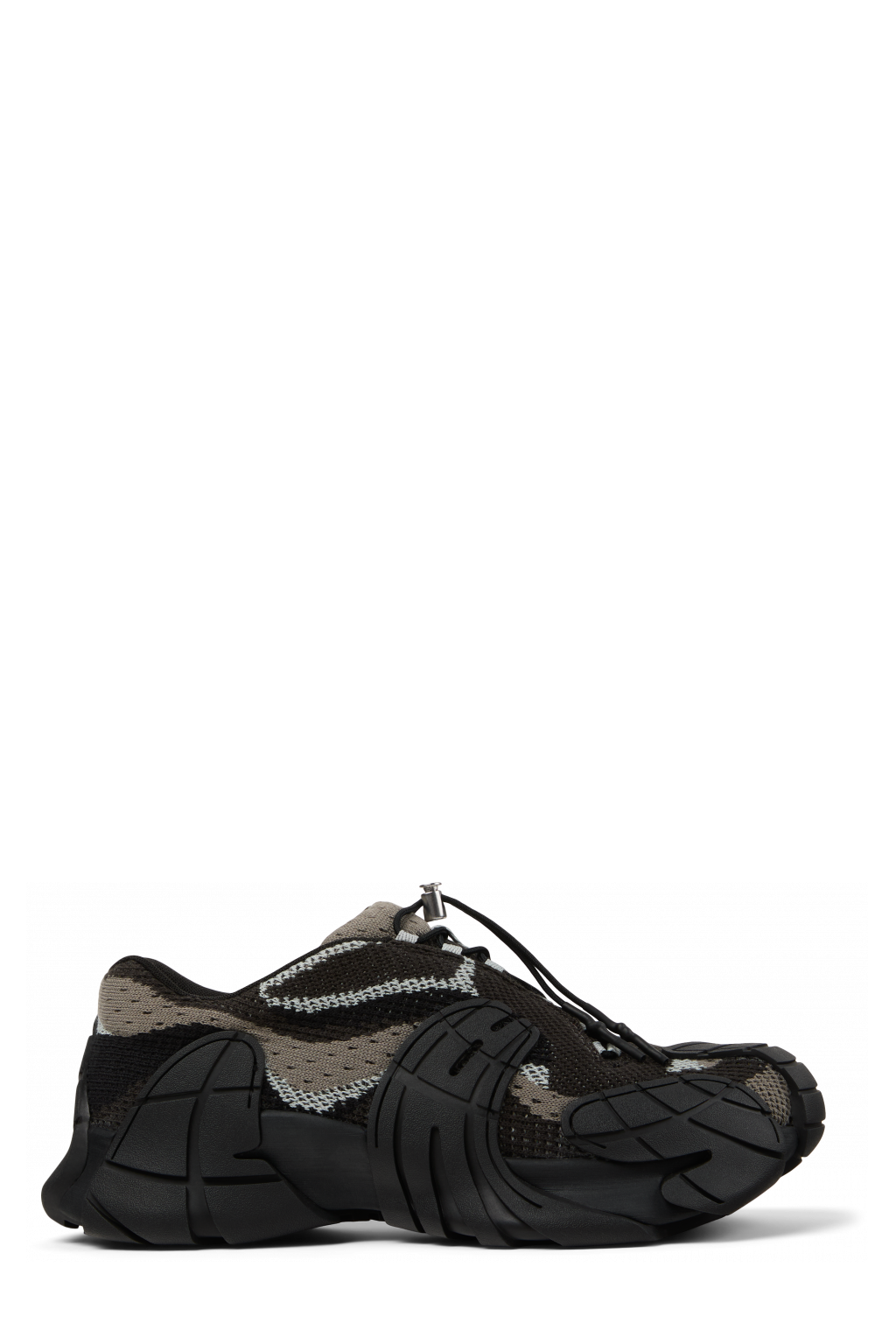 Side view of TORMENTA Black-Gray Textile Sneakers