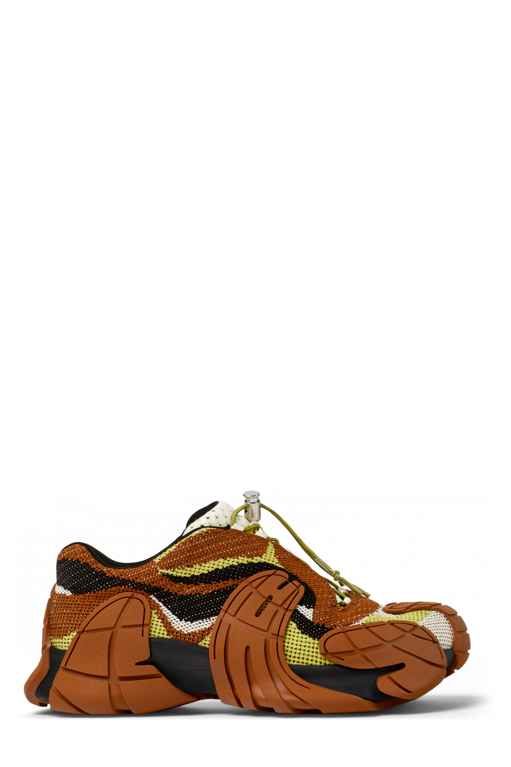 Side view of TORMENTA Brown-Green Textile Sneakers