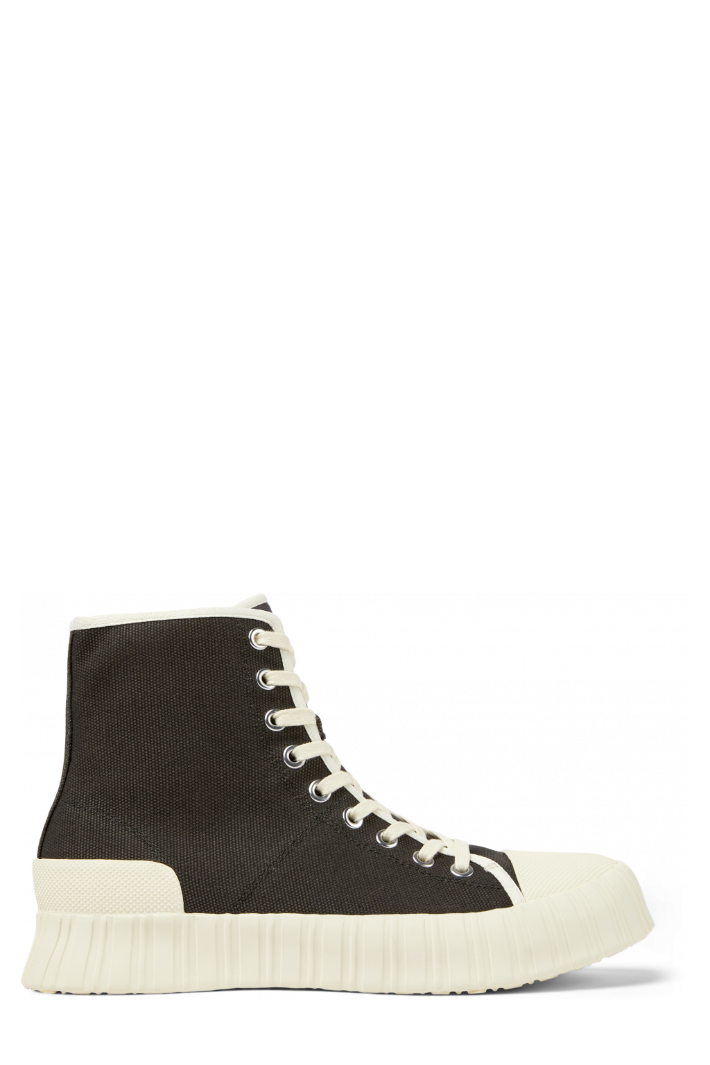 Side view of Roz Black recycled cotton sneakers