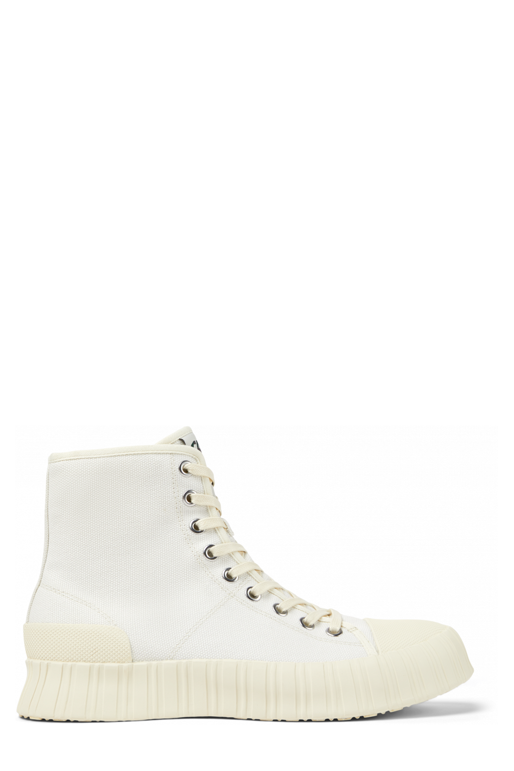 Side view of Roz White recycled cotton sneakers