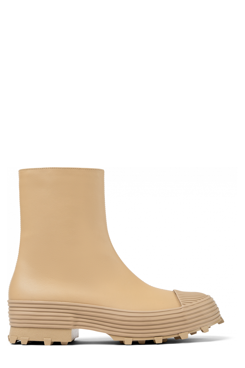 Side view of Traktori Beige leather boots