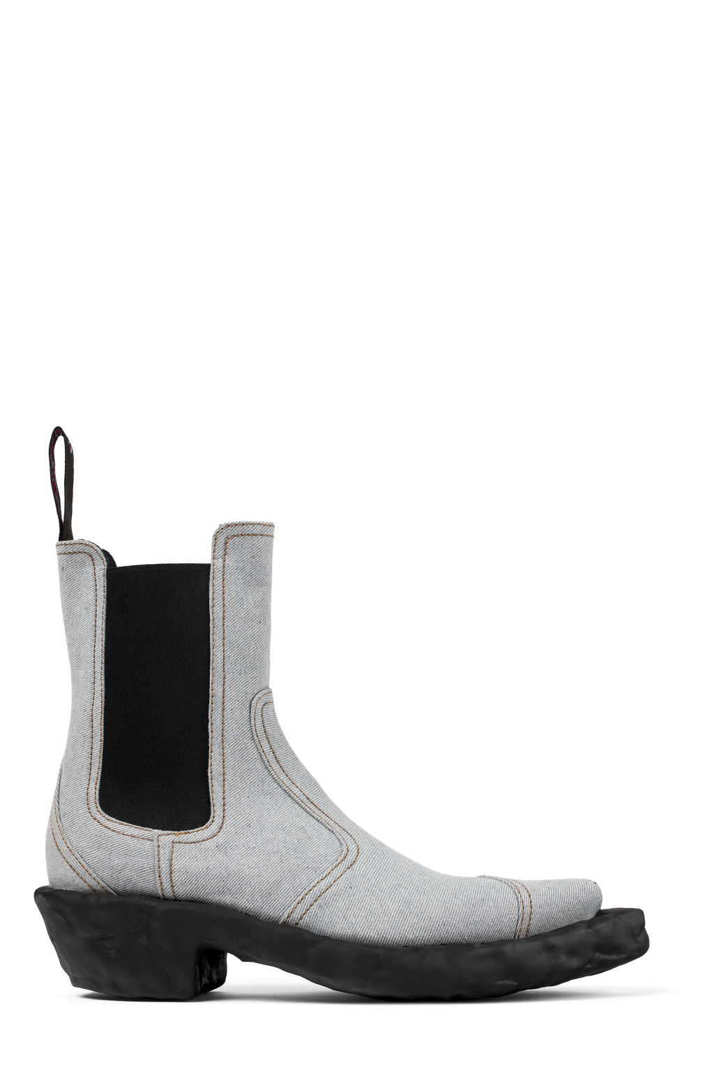 Side view of Venga Blue Textile Chelsea Bootie