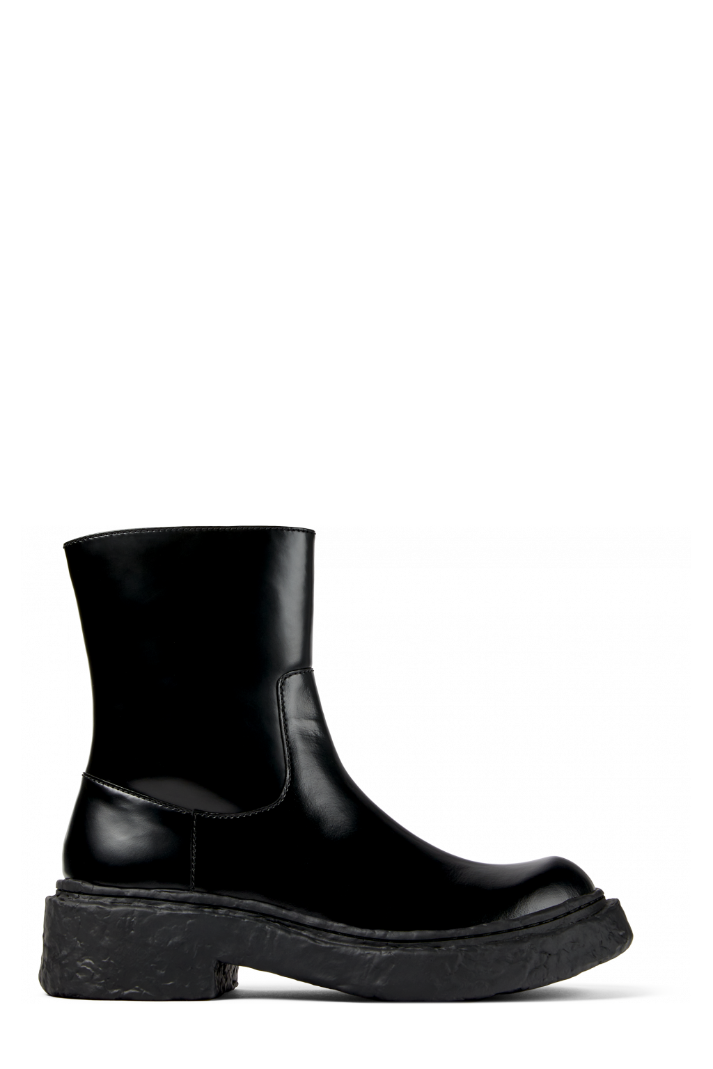 Side view of Vamonos Black Leather Boots