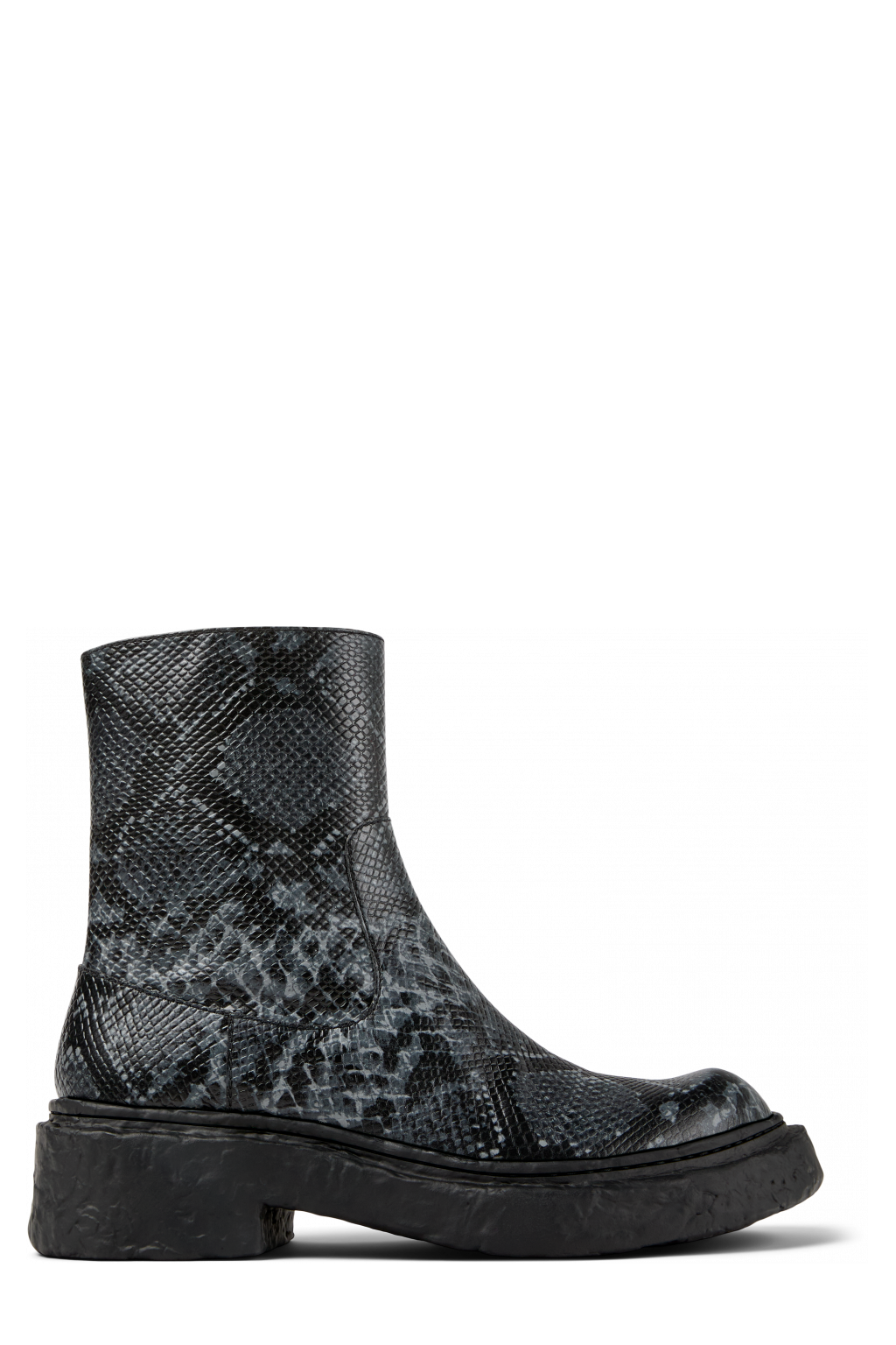 Side view of Vamonos Gray-Black Leather Boots
