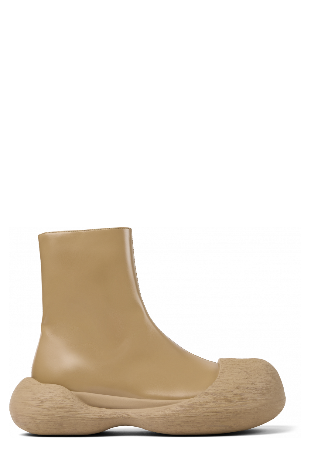Side view of Caramba Beige Leather Boots