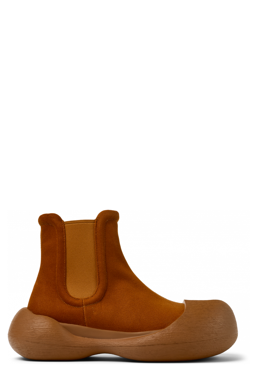 Side view of CARAMBA Brown TENCEL® Lyocell Ankle Boots