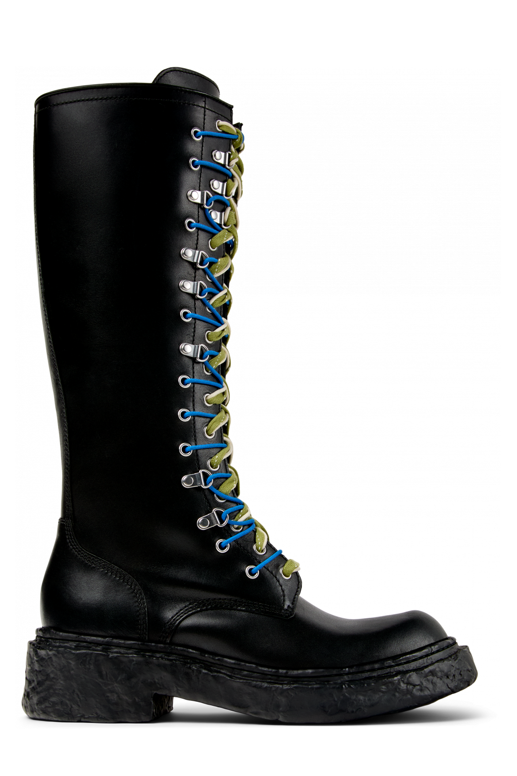 Side view of VAMONOS Black Leather High Boots
