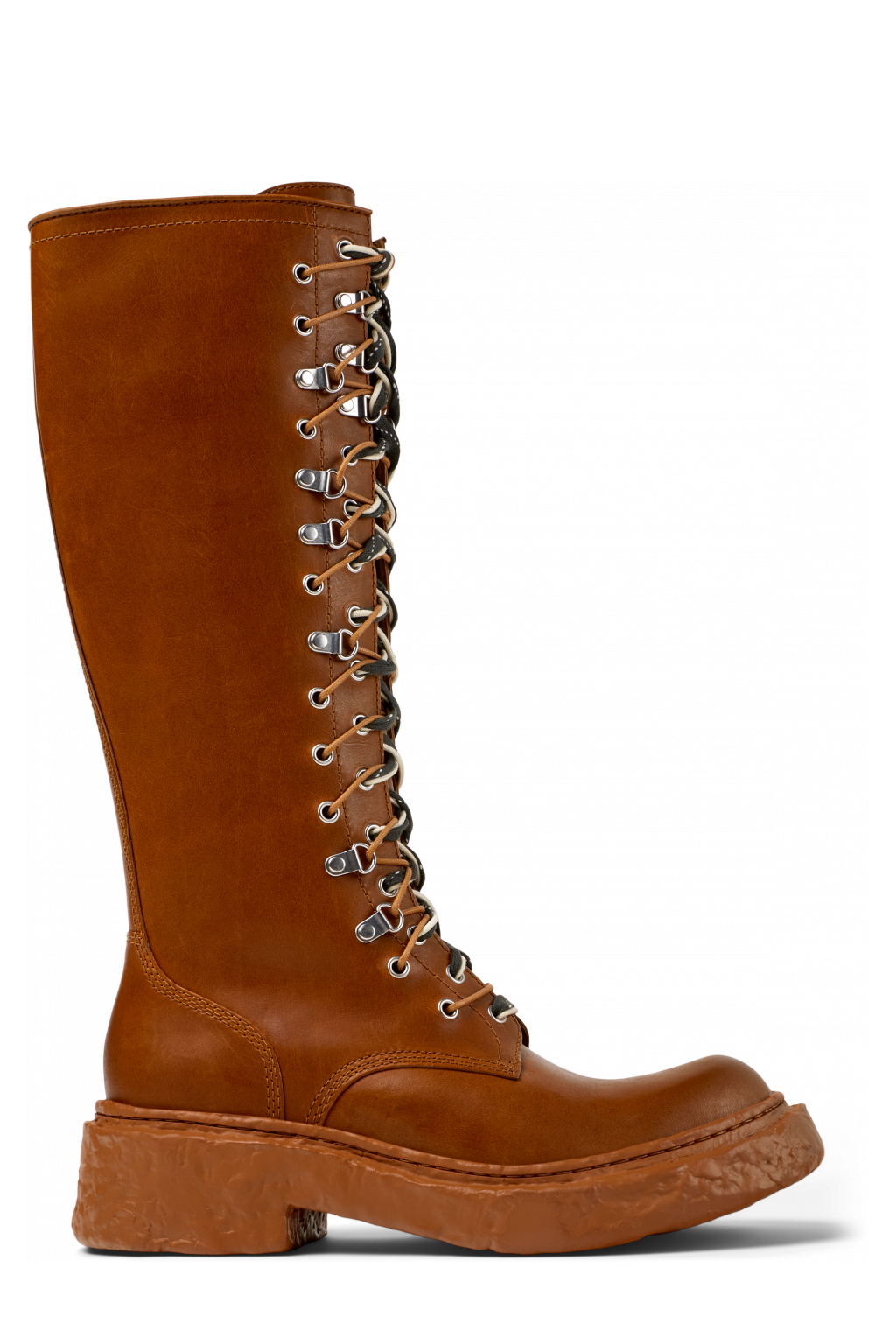 Side view of VAMONOS Brown Leather High Boots