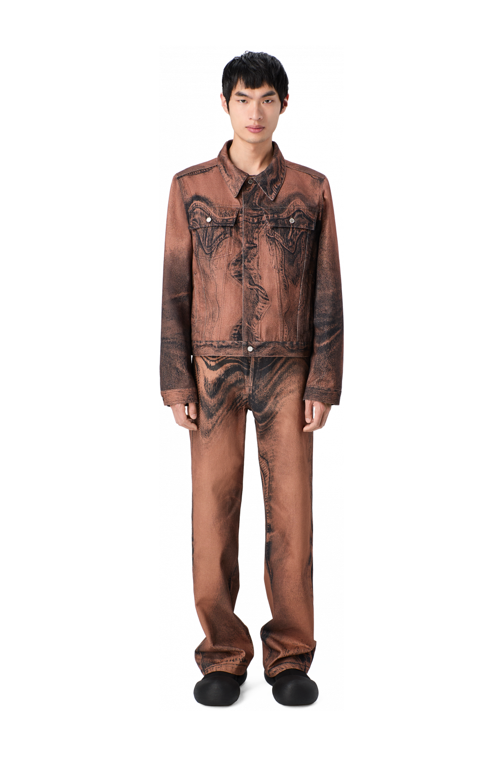 DISTORTED PRINT DENIM JEANS Brown-black Denim Jeans