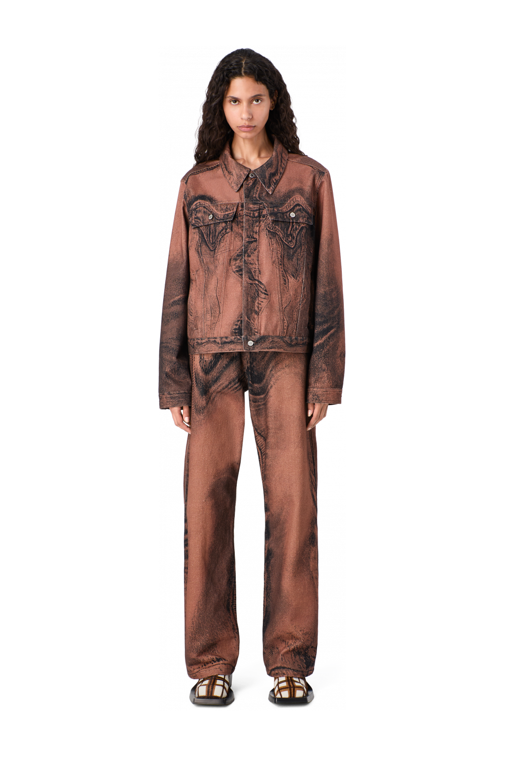 DISTORTED PRINT DENIM JEANS Brown-black Denim Jeans