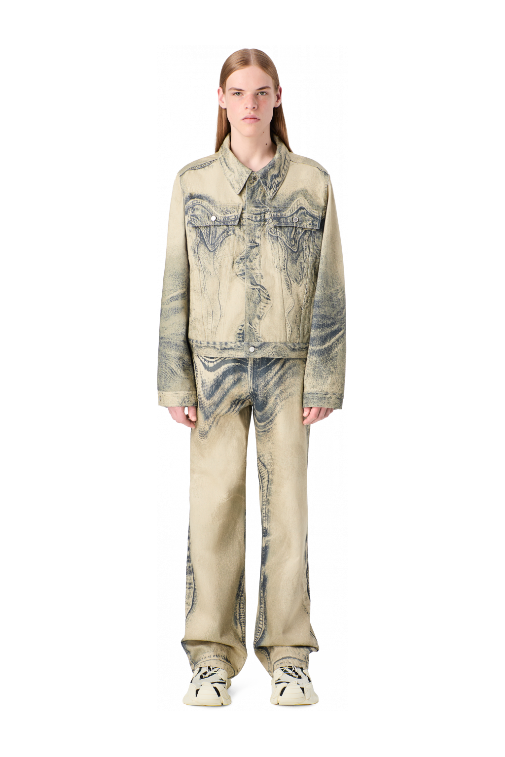 DISTORTED PRINT DENIM JEANS Sand-black Denim Jeans
