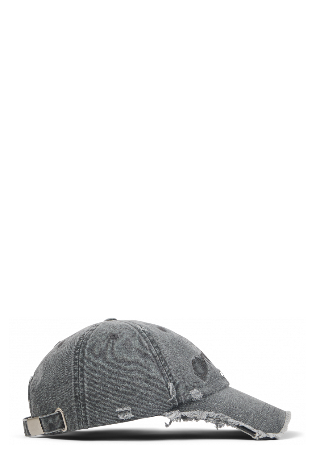 Side view of DISTORTED WASHED CAP Faded Black Distorted Washed Cap