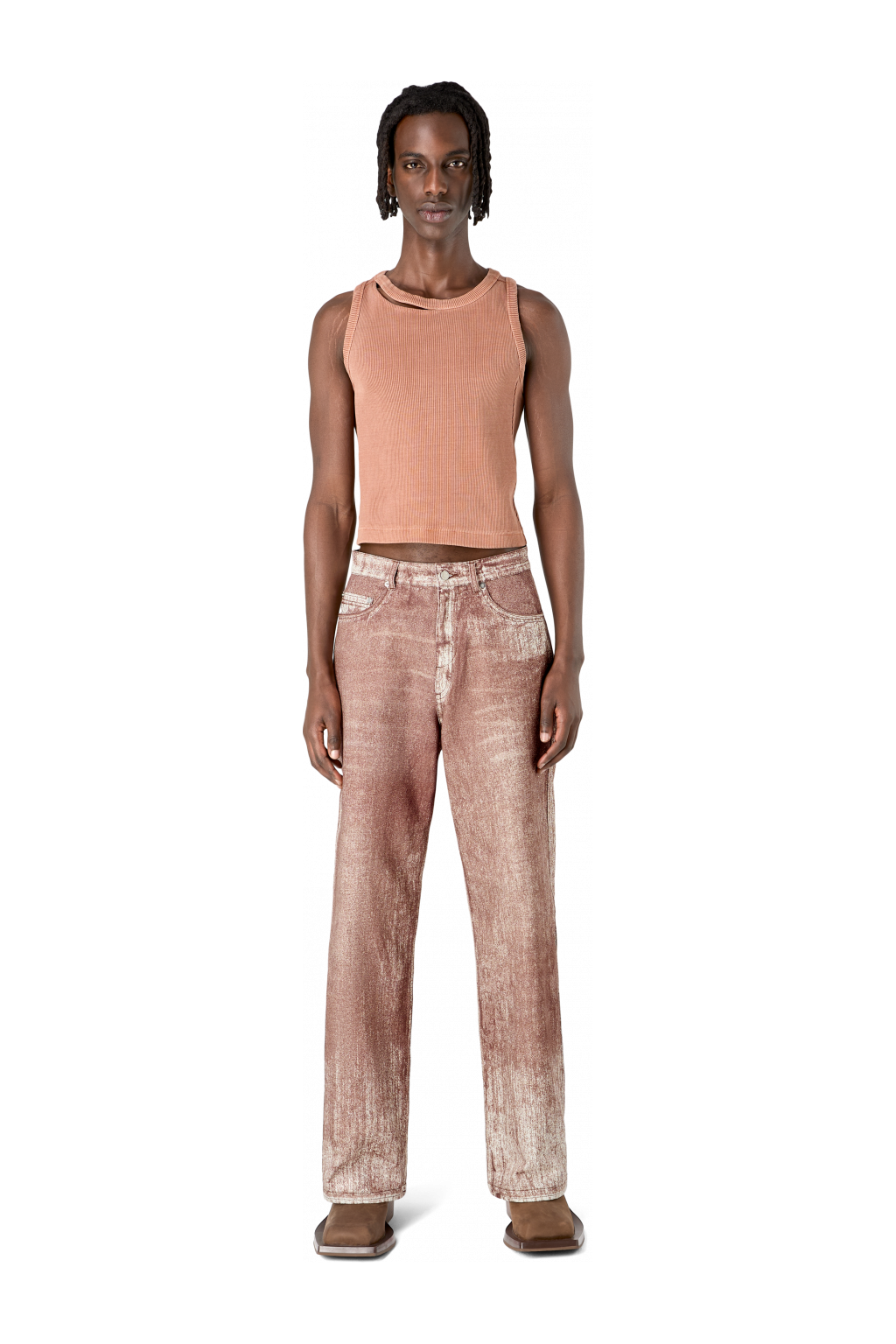 Denim Terracotta Paint Print Denim Jeans
