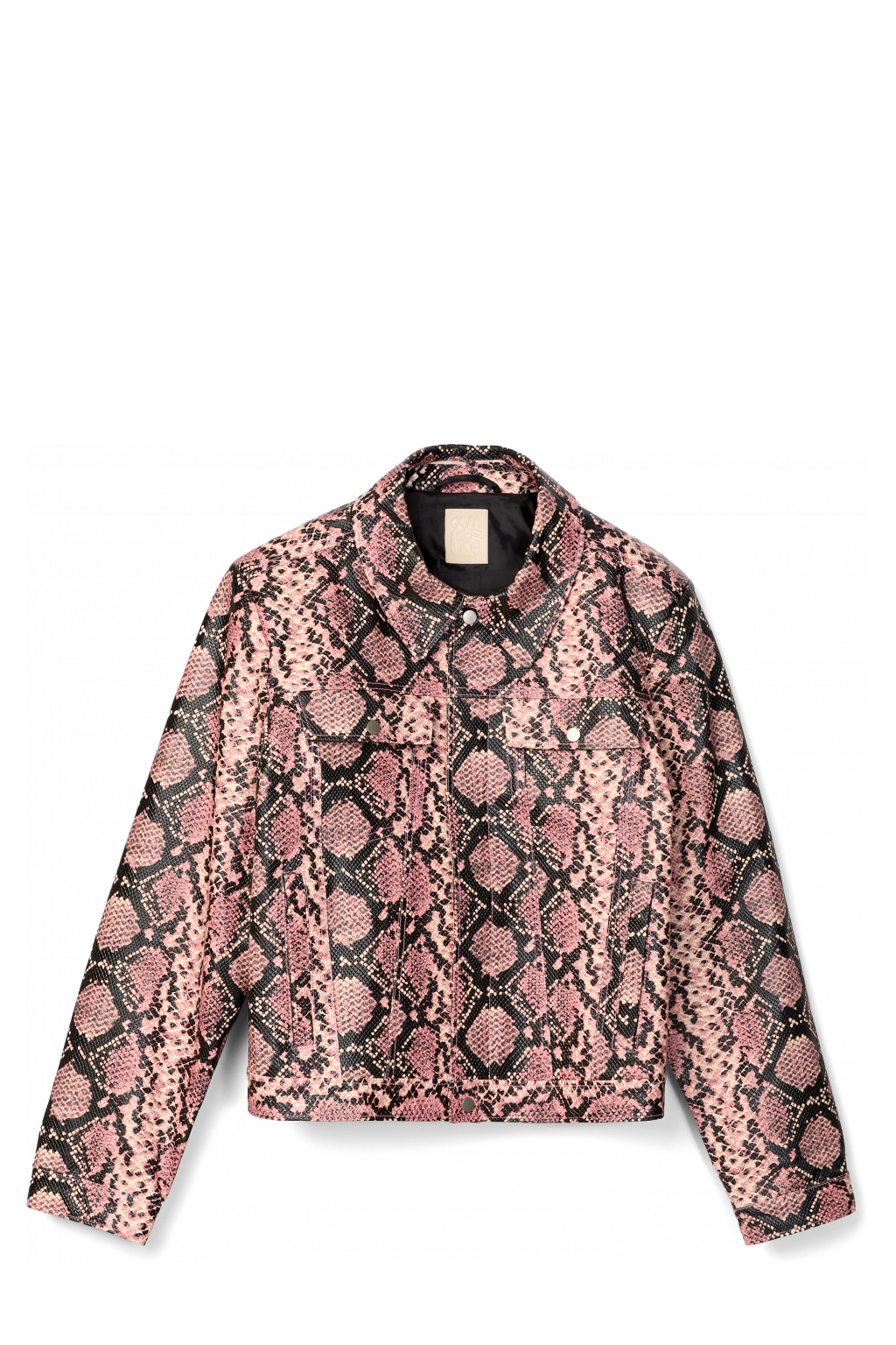 Side view of Leather Jacket Pink Snake Leather Jacket