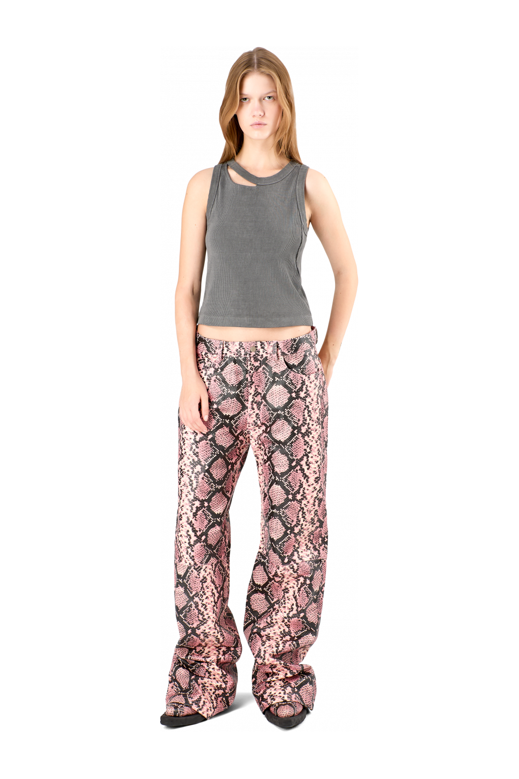 Leather Trousers Pink Snake Leather Trousers