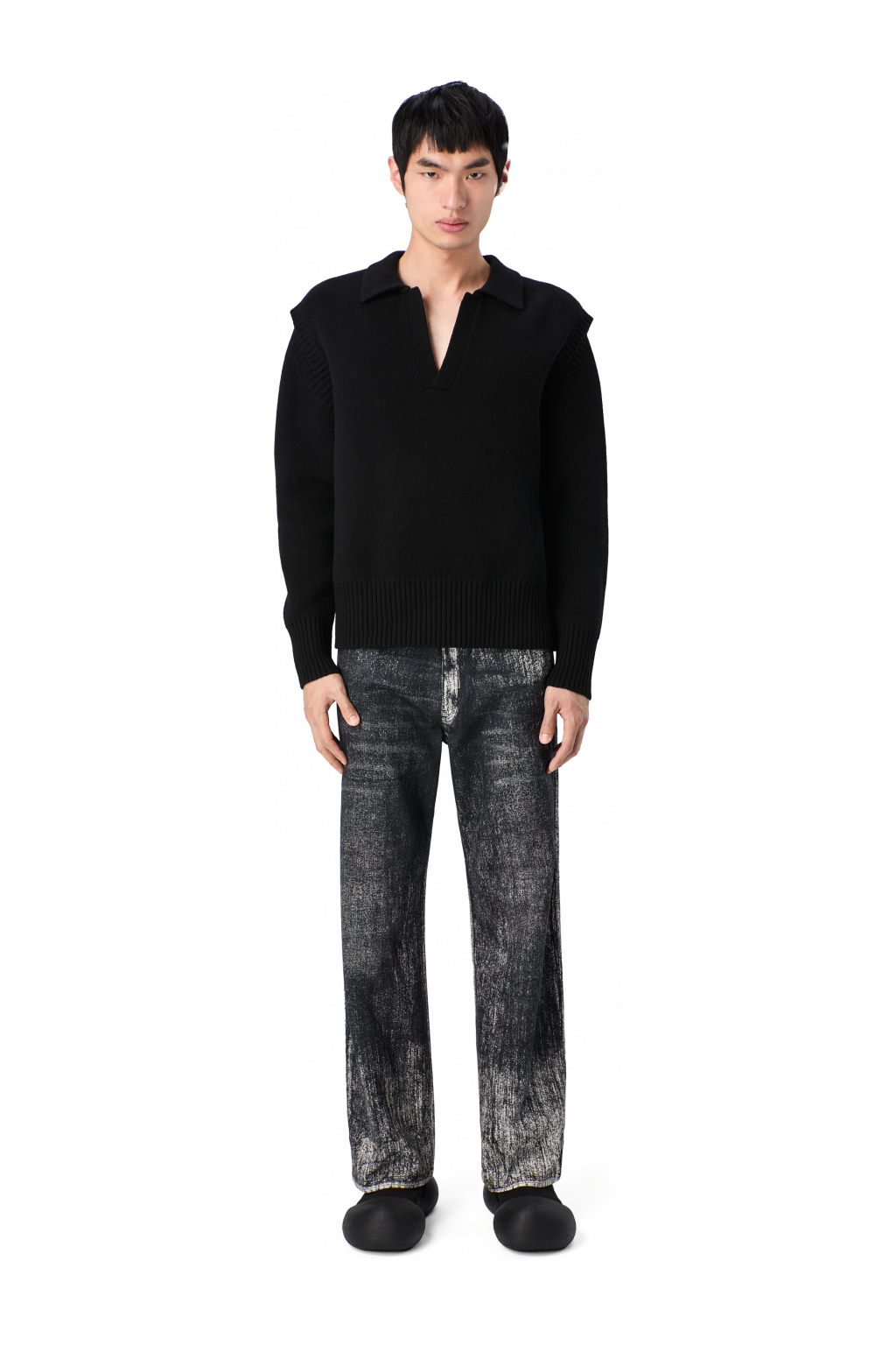 PAINT PRINT DENIM JEANS Muted black denim jeans