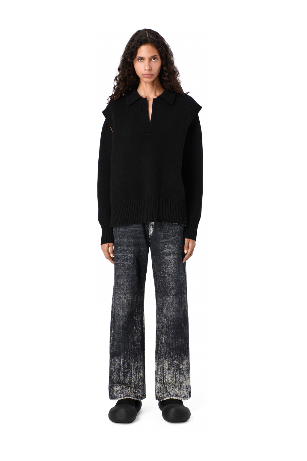 PAINT PRINT DENIM JEANS Muted black denim jeans