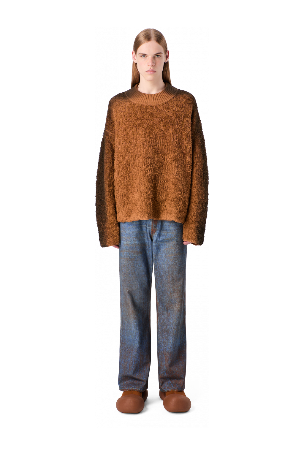 PAINT PRINT DENIM JEANS Terracotta-blue Denim Jeans
