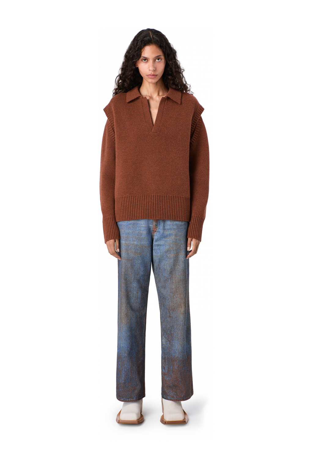 PAINT PRINT DENIM JEANS Terracotta-blue Denim Jeans