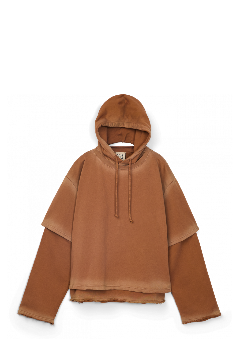 Side view of WASHED LAYERED HOODIE Faded terracotta Organic Cotton hoodie