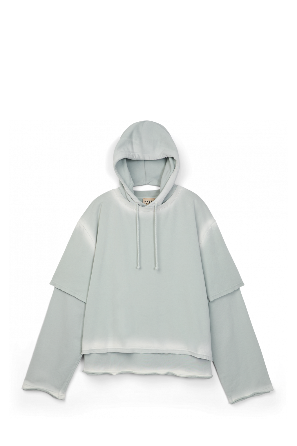 Side view of WASHED LAYERED HOODIE Faded gray Organic Cotton Hoodie