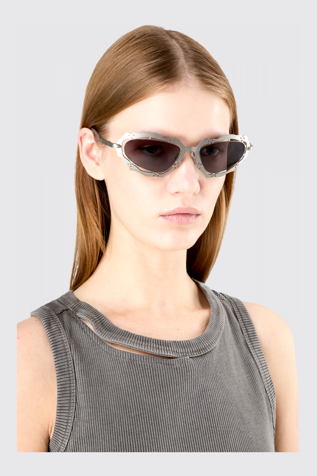 NOPEA Lunettes de soleil NOPEA argentées brossées en métal