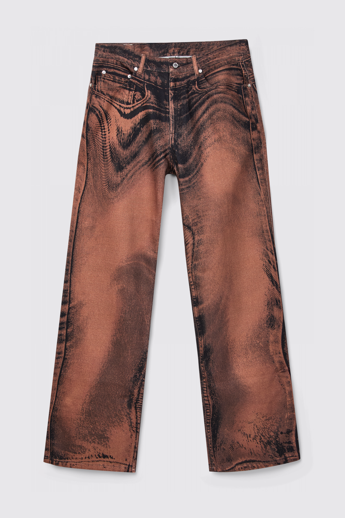 DISTORTED PRINT DENIM JEANS Vaquero marrón y negro