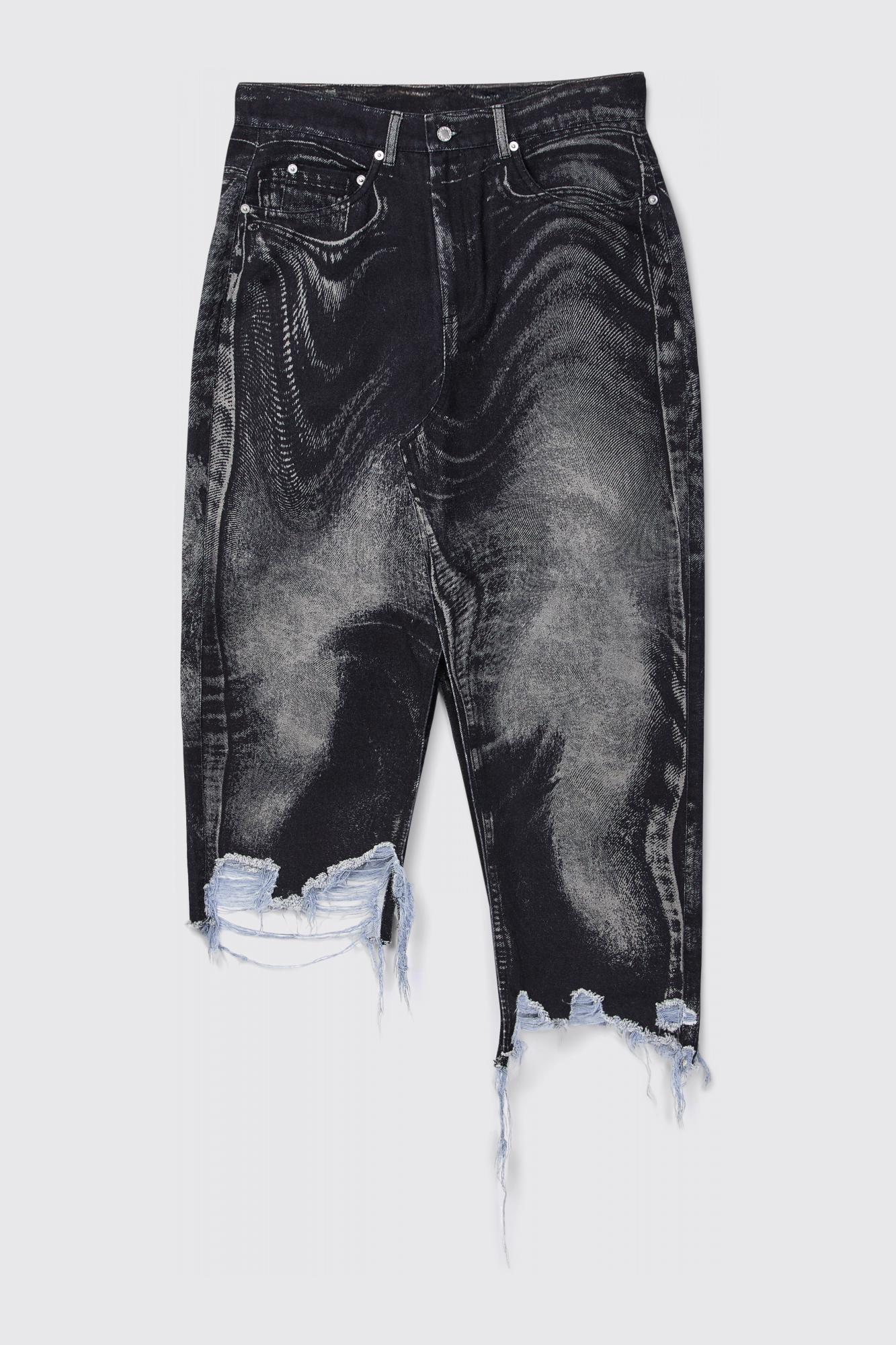 DISTORTED PRINT DENIM SKIRT Falda vaquera asimétrica negra y gris
