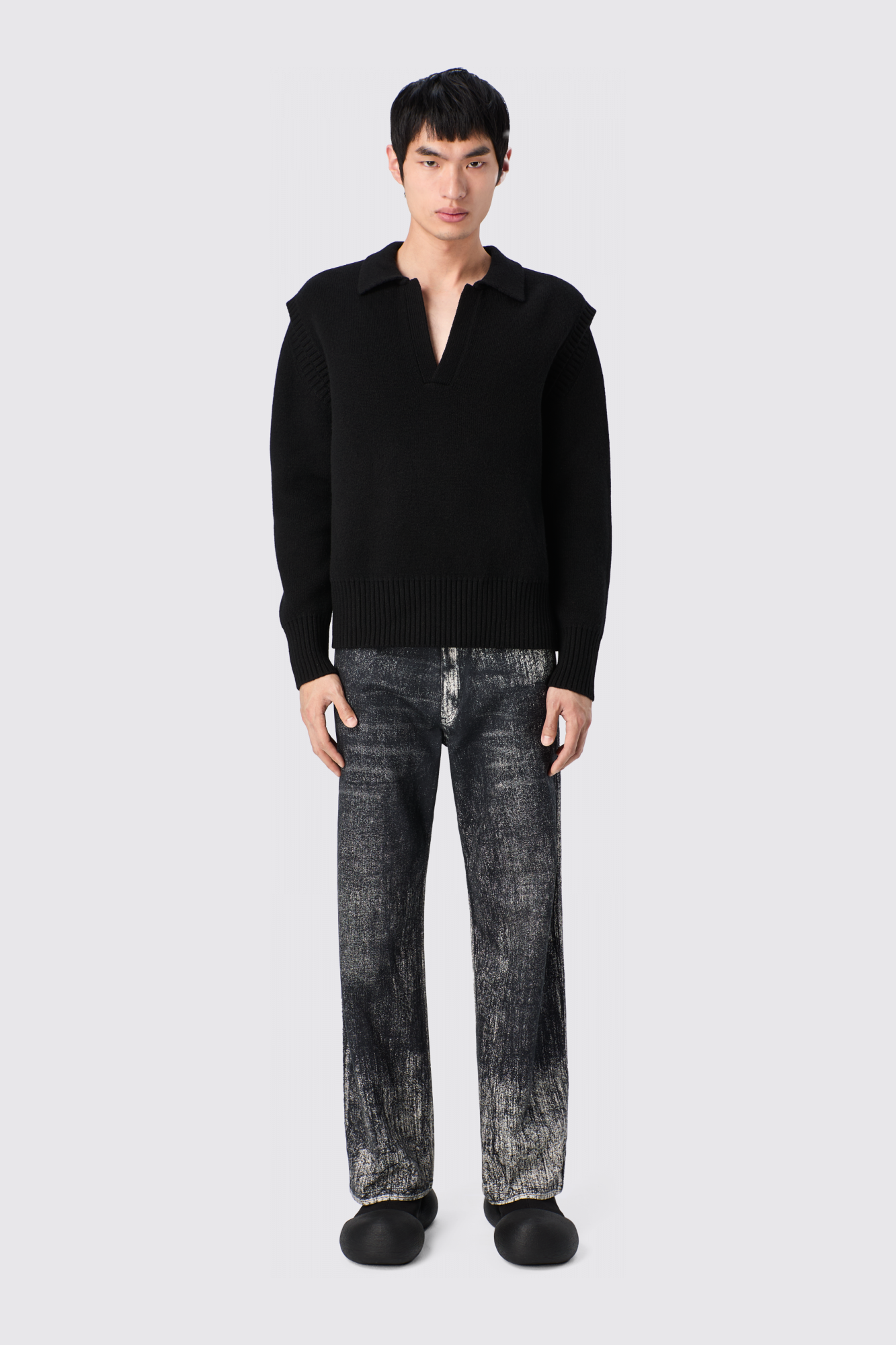 PAINT PRINT DENIM JEANS Vaquero color negro apagado