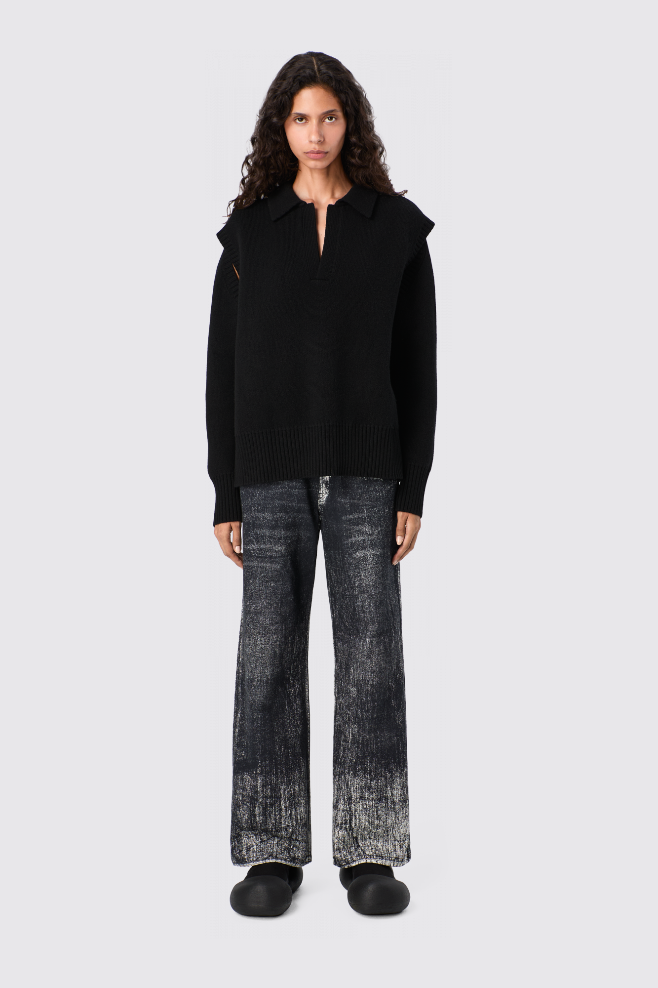 PAINT PRINT DENIM JEANS Jeans in Mattschwarz