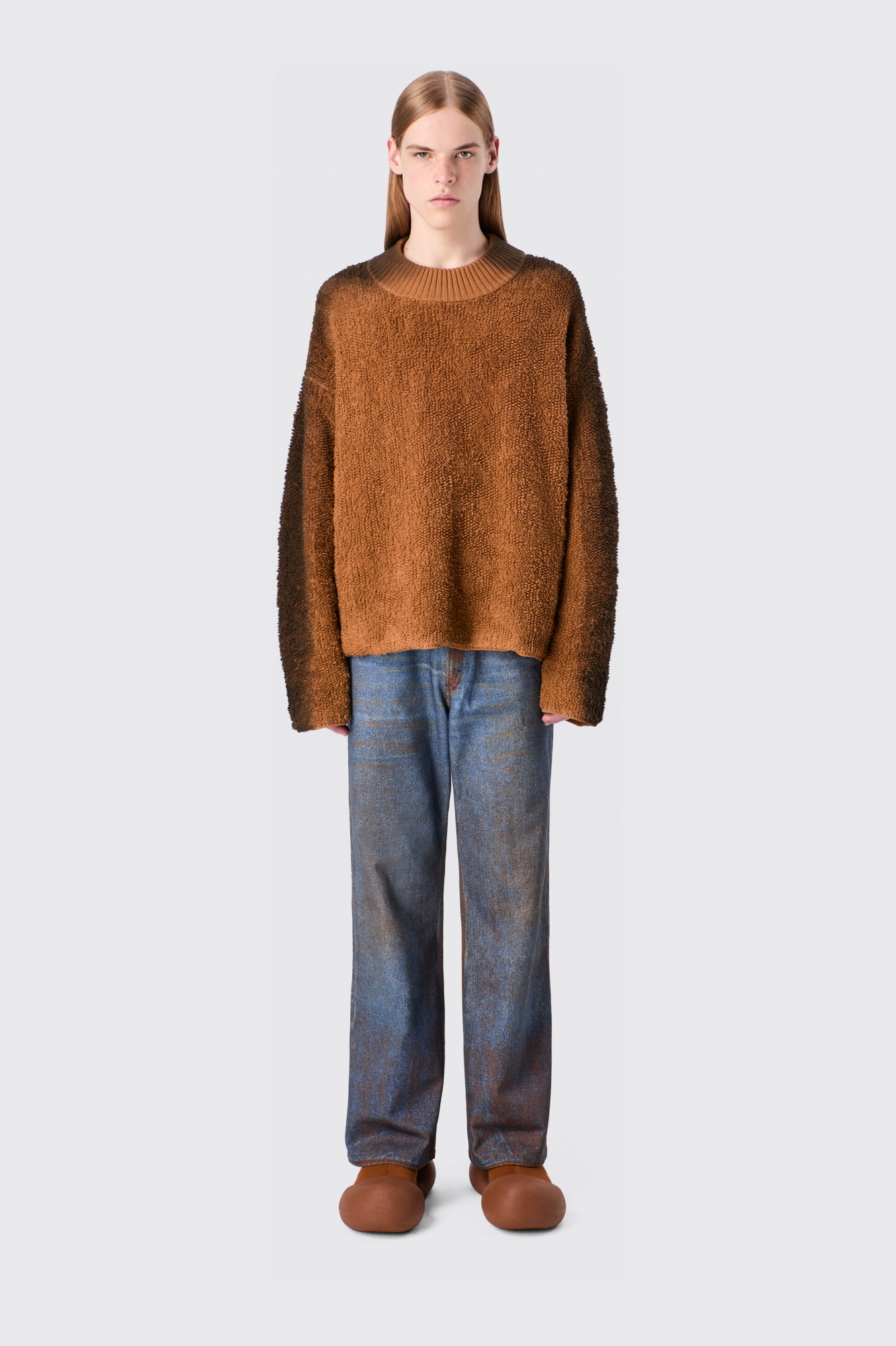 PAINT PRINT DENIM JEANS Vaquero color terracota y azul