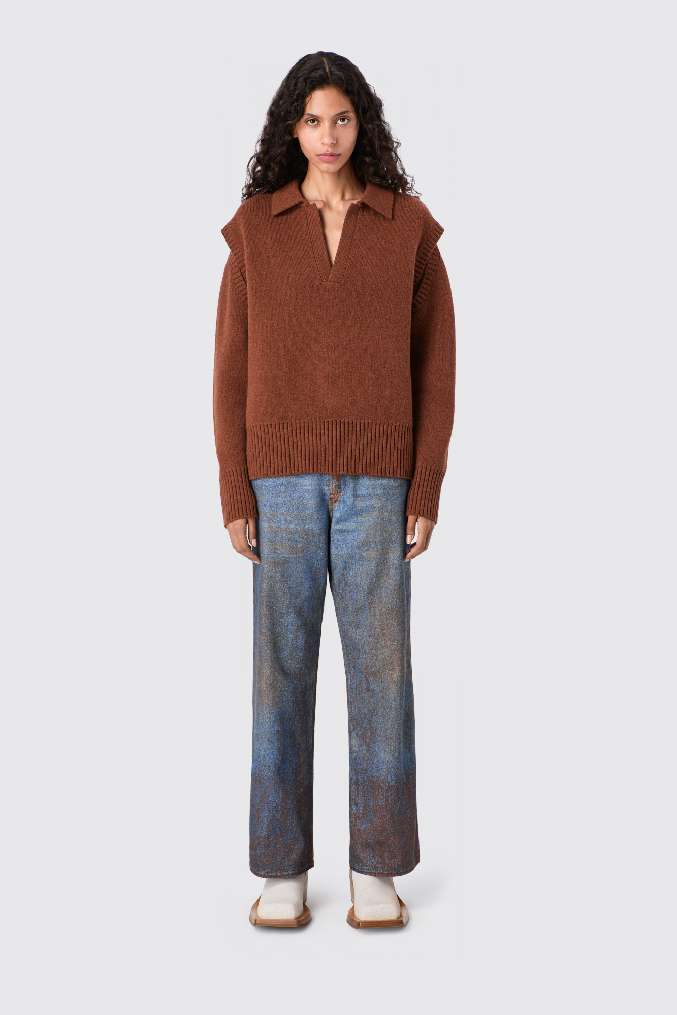 PAINT PRINT DENIM JEANS Jeans in Terrakotta und Blau