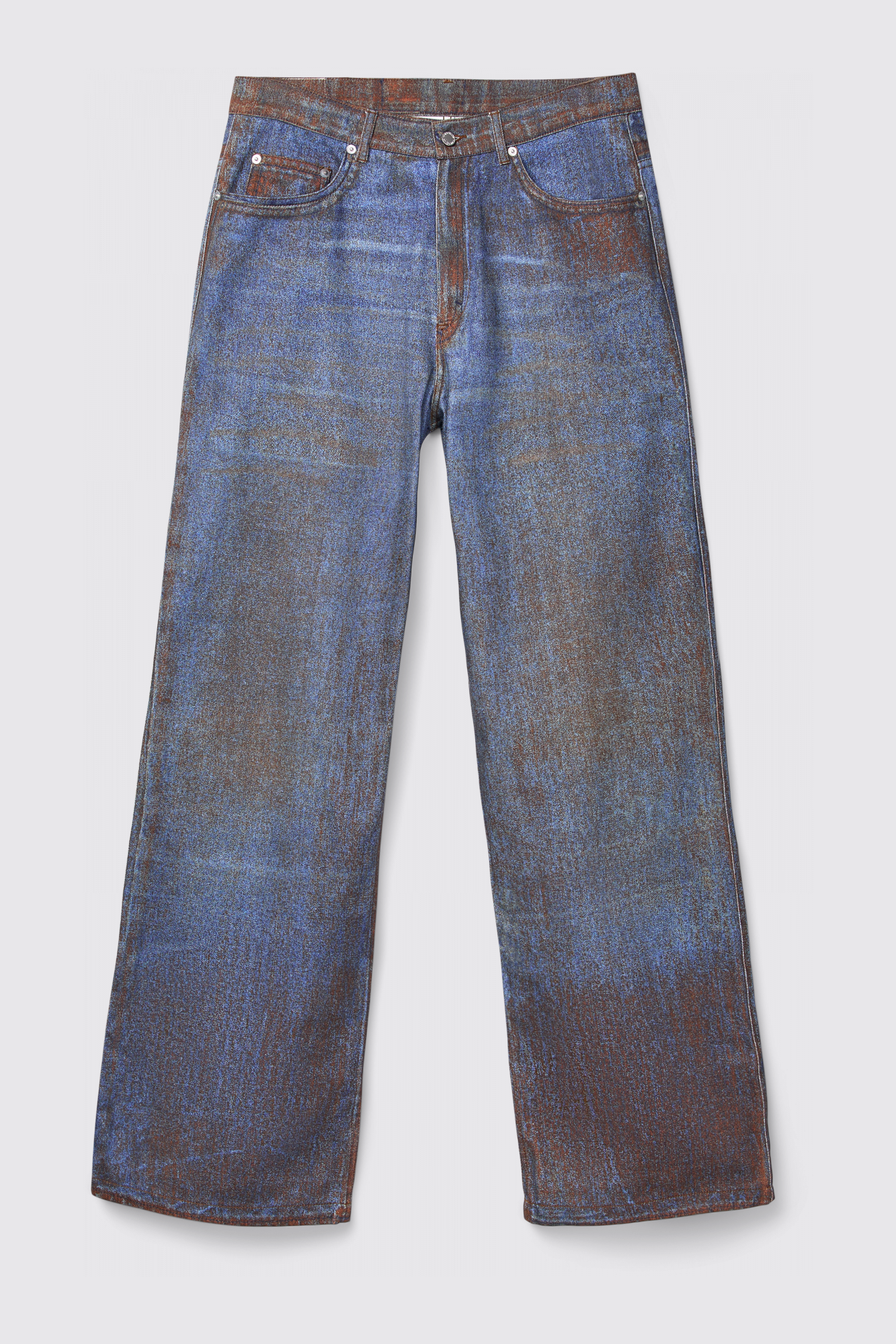 PAINT PRINT DENIM JEANS Vaquero color terracota y azul
